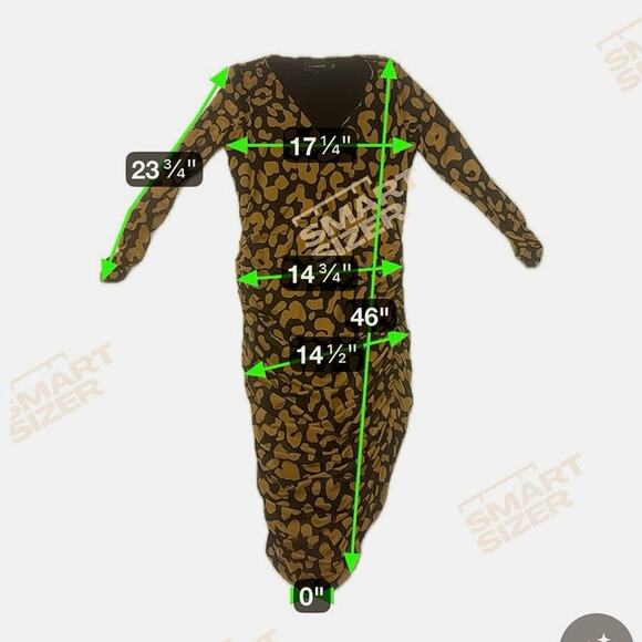 11 Honore Iris Ruch Mesh Long Sleeve Bodycon Dress Animal Print Yellow Black 1X - Picture 9 of 9